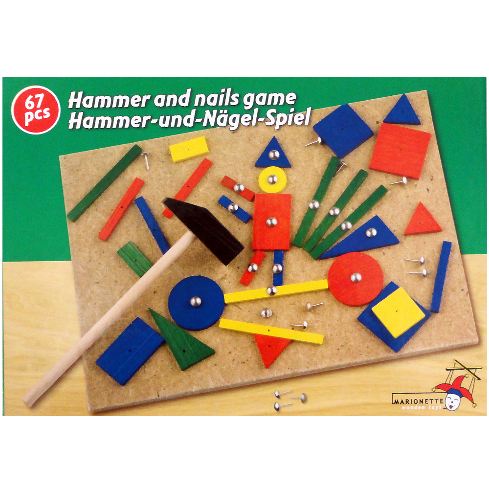 Hammer und Nägel Wasserhahn Kunst Spielzeug Hölzerne Form Hämmern